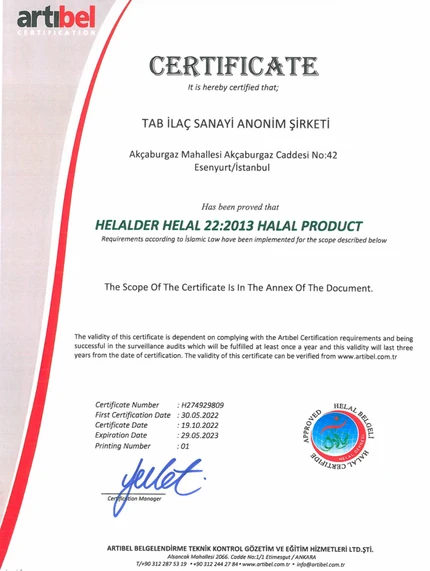 Halal product certificate